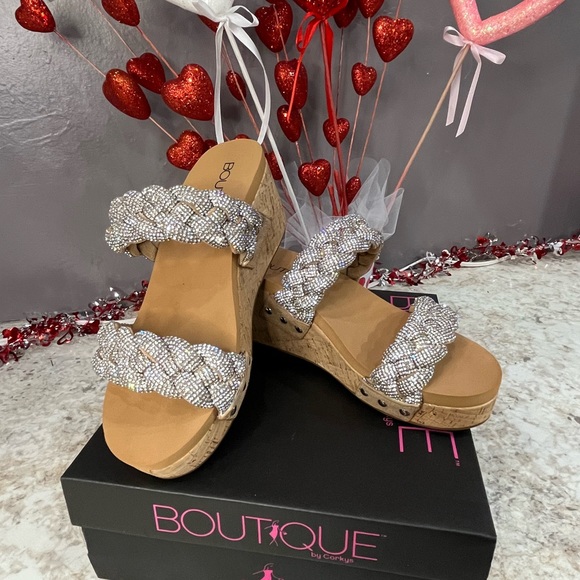 Corkys Shoes Clear Rhinestone Mystique Wedges Poshmark